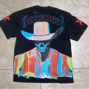 Godspeed Black Graphic Skull Cowboy T-Shirt